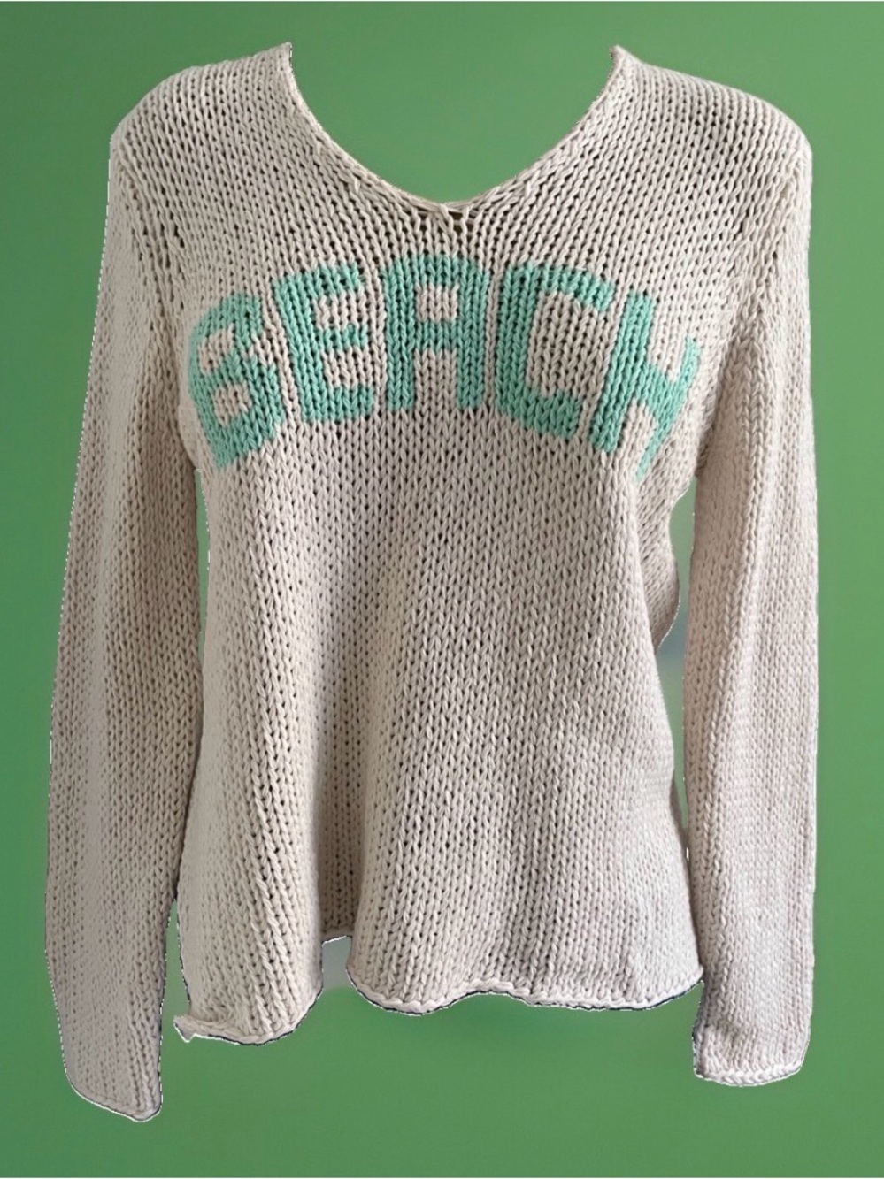 WOODEN SHIPS by Paola Buendia NWT Coastal BEACH Pullover V-Neck SWEATER Size S